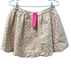 Lilly Pulitzer NWT Leah Animal Print Skirt Gold Size 6 New With Tags Leopard NEW